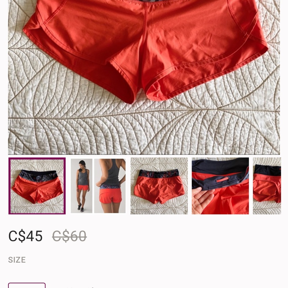 Lululemon Red And Patterned Speed Shorts - image 1